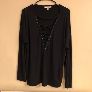 Black Long Sleeve with deep v-neck
